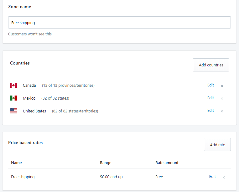 Shopify开店教程-Shipping运费设置
