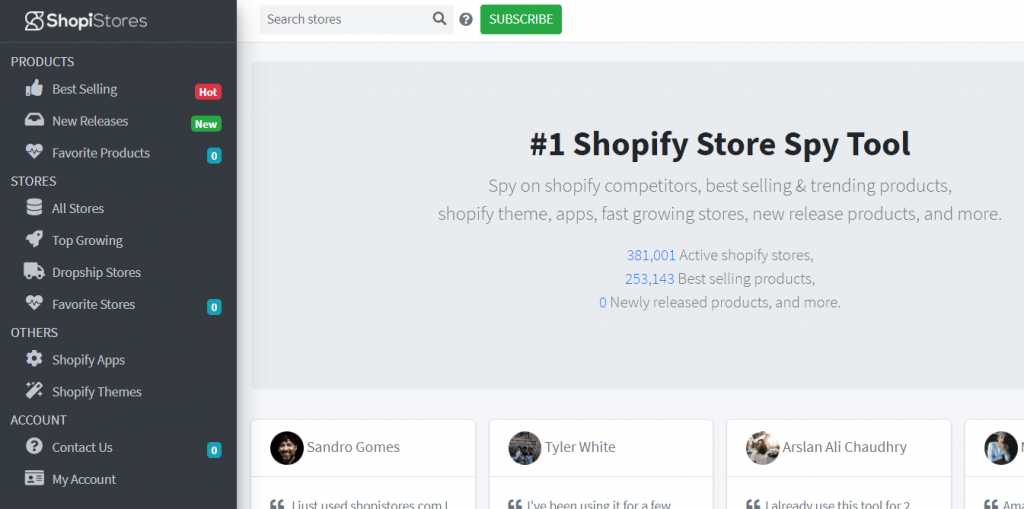分享一个免费的Shopify店铺SPY（监测）工具-Shopistores